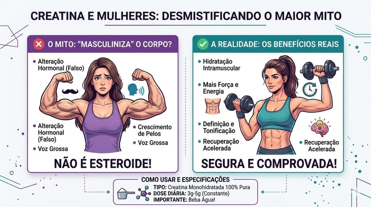 creatina deixa mulher masculinizada